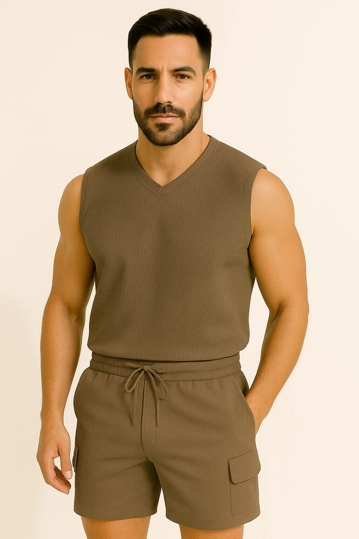 Knitted Cut Sleeves T-Shirt