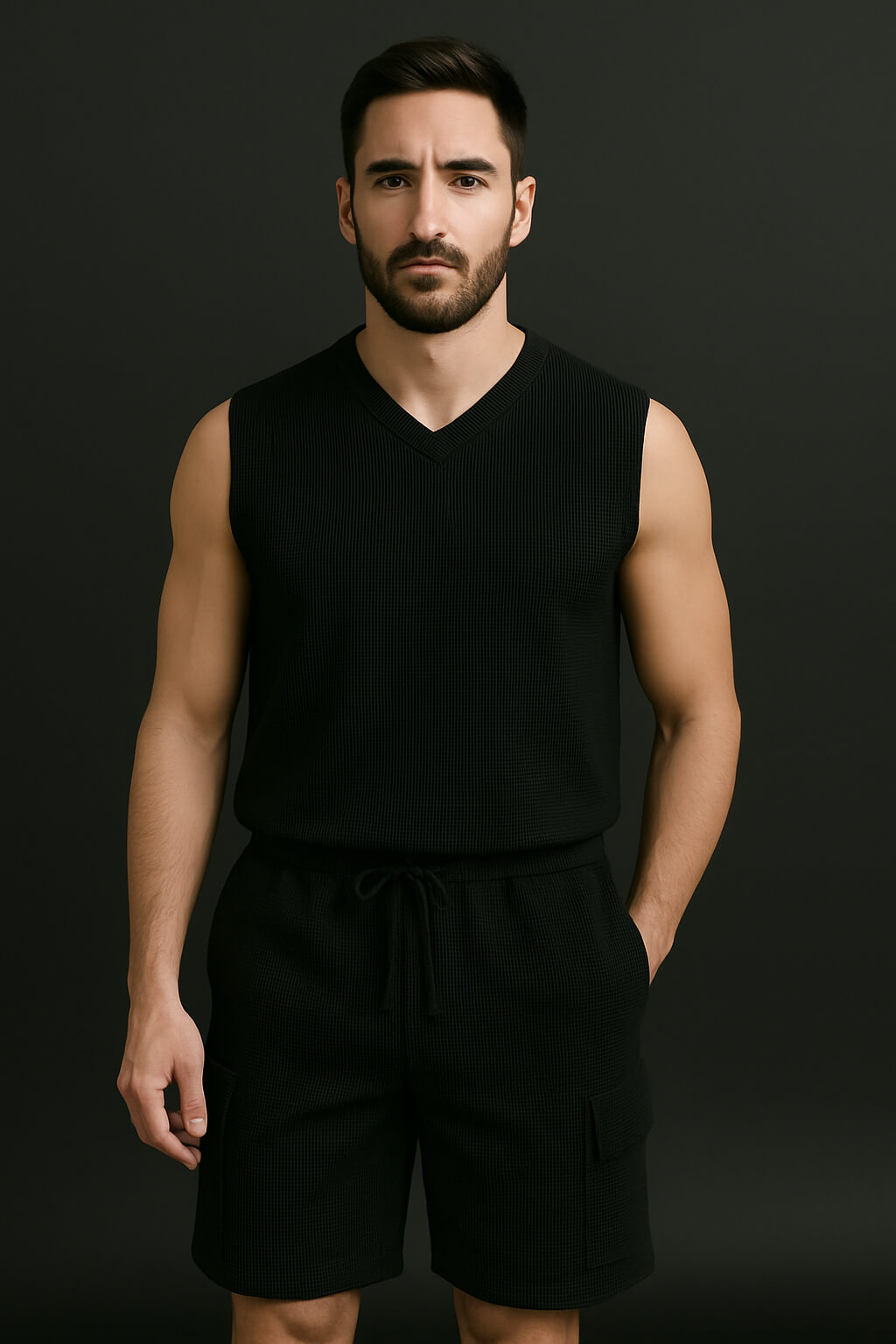 Knitted Cut Sleeves T-Shirt