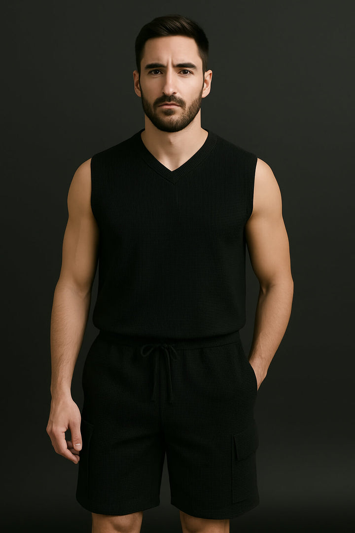 Knitted Cut Sleeves T-Shirt