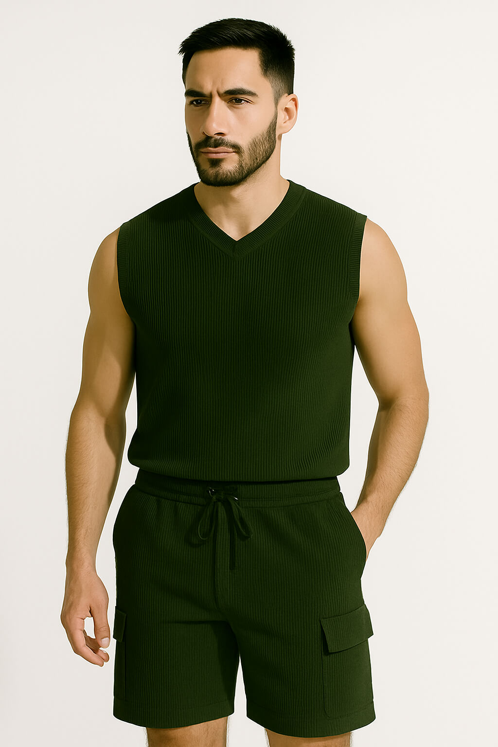 Knitted Cut Sleeves T-Shirt