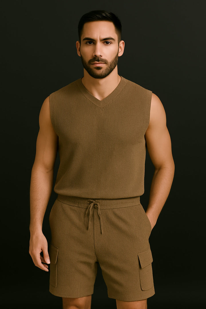 Knitted Cut Sleeves T-Shirt