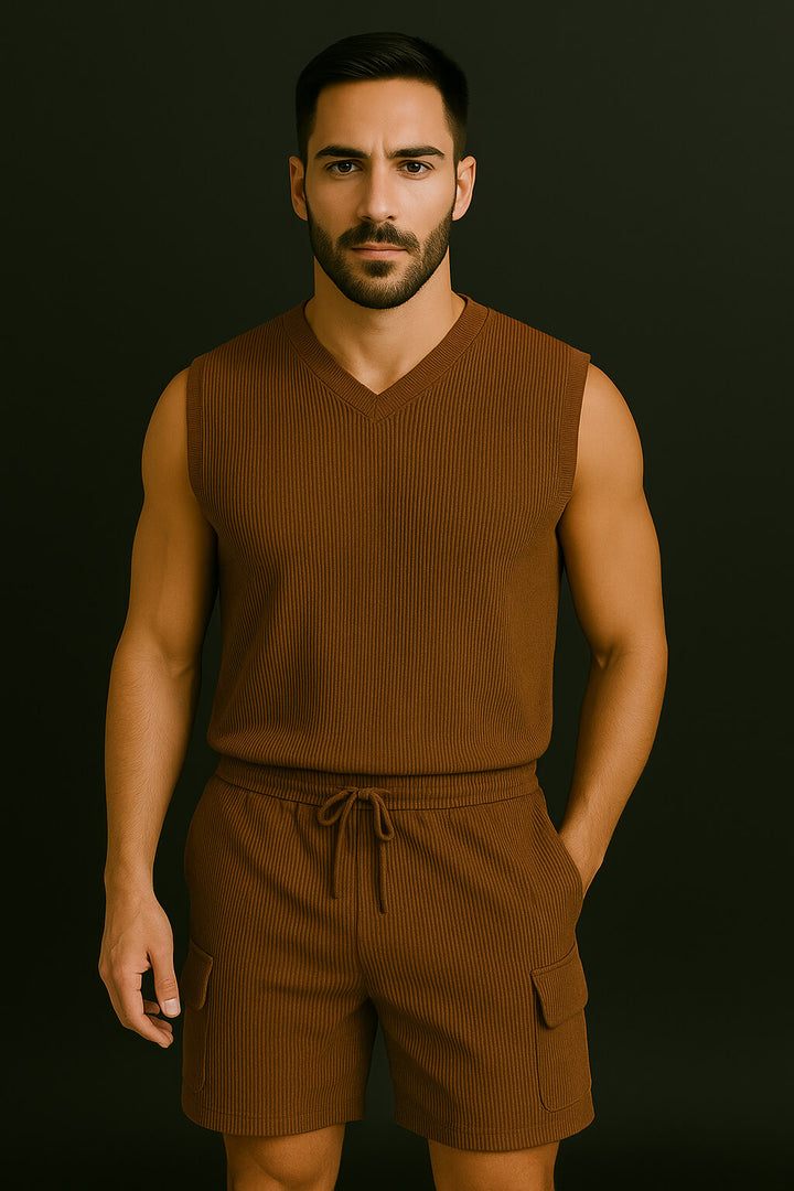 Knitted Cut Sleeves T-Shirt