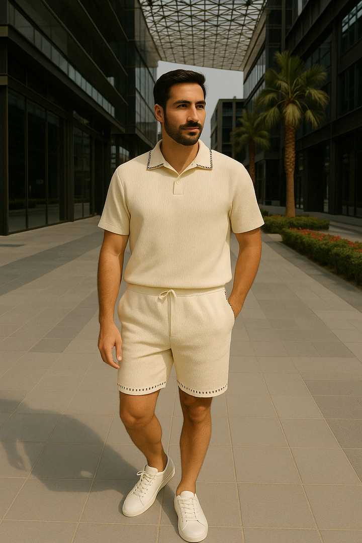 Waffle-Knit Trim Shorts