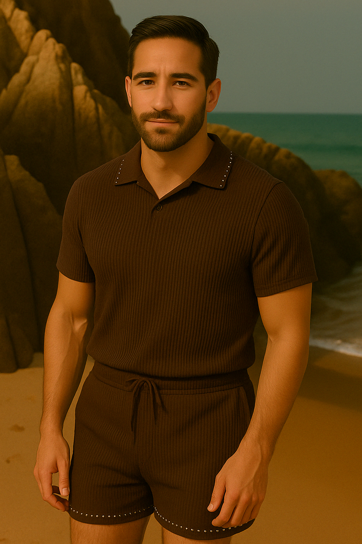 Waffle-Knit Collar Polo