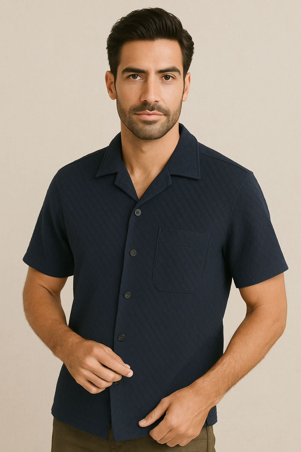 Textured Knit Short Sleeve Shirt
