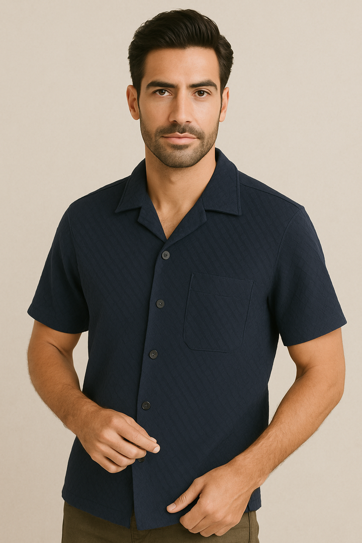 Textured Knit Short Sleeve Shirt