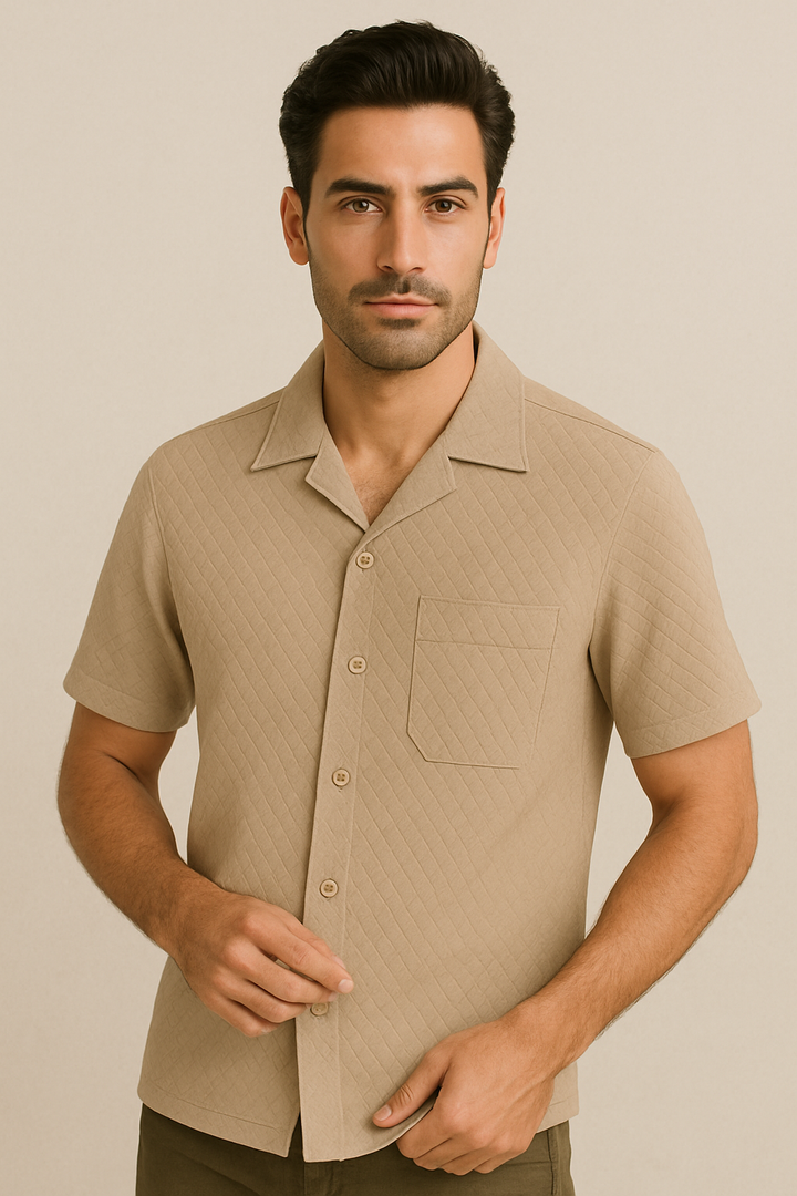 Textured Knit Short Sleeve Shirt