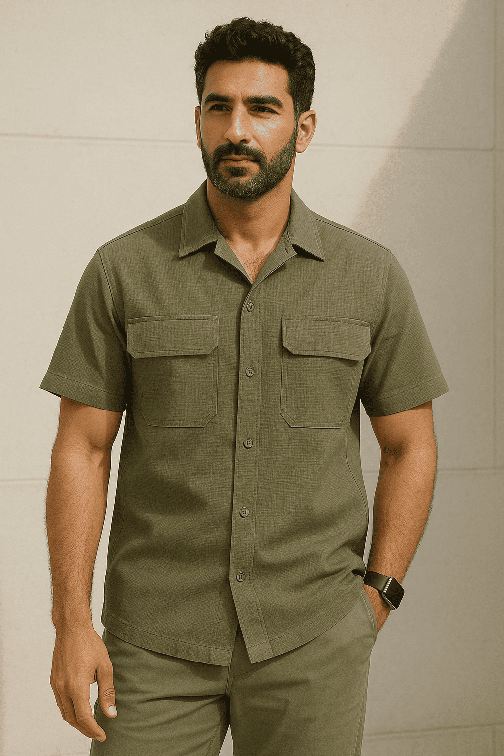 Short Sleeve Utility Shirt with Flap Chest Pockets