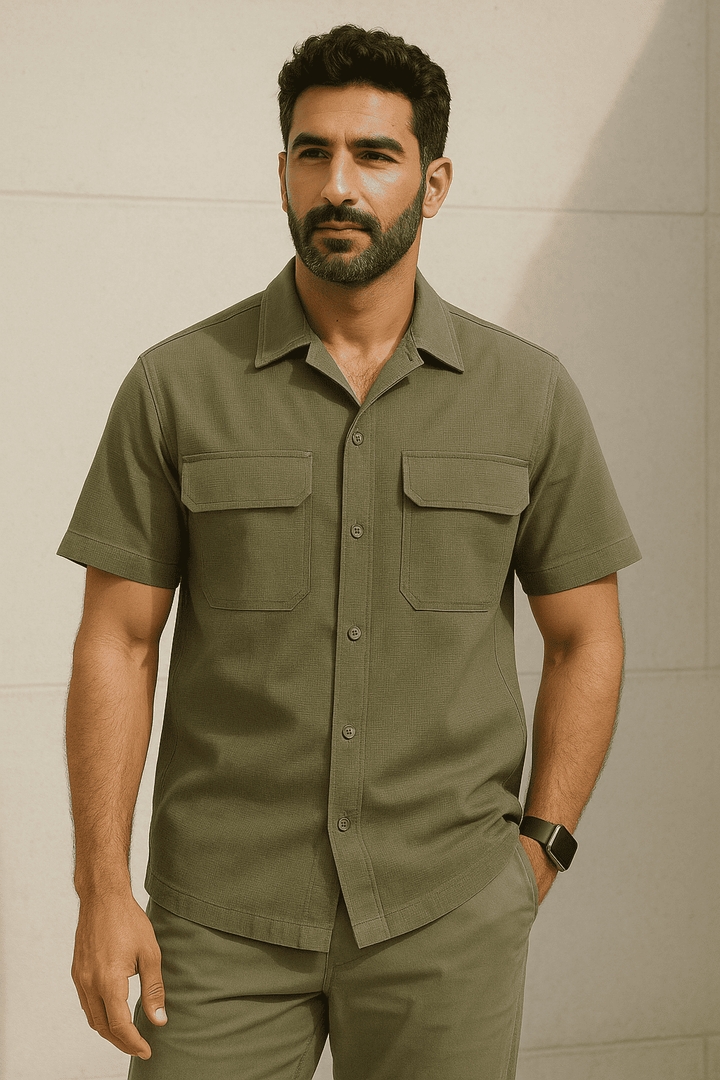 Short Sleeve Utility Shirt with Flap Chest Pockets