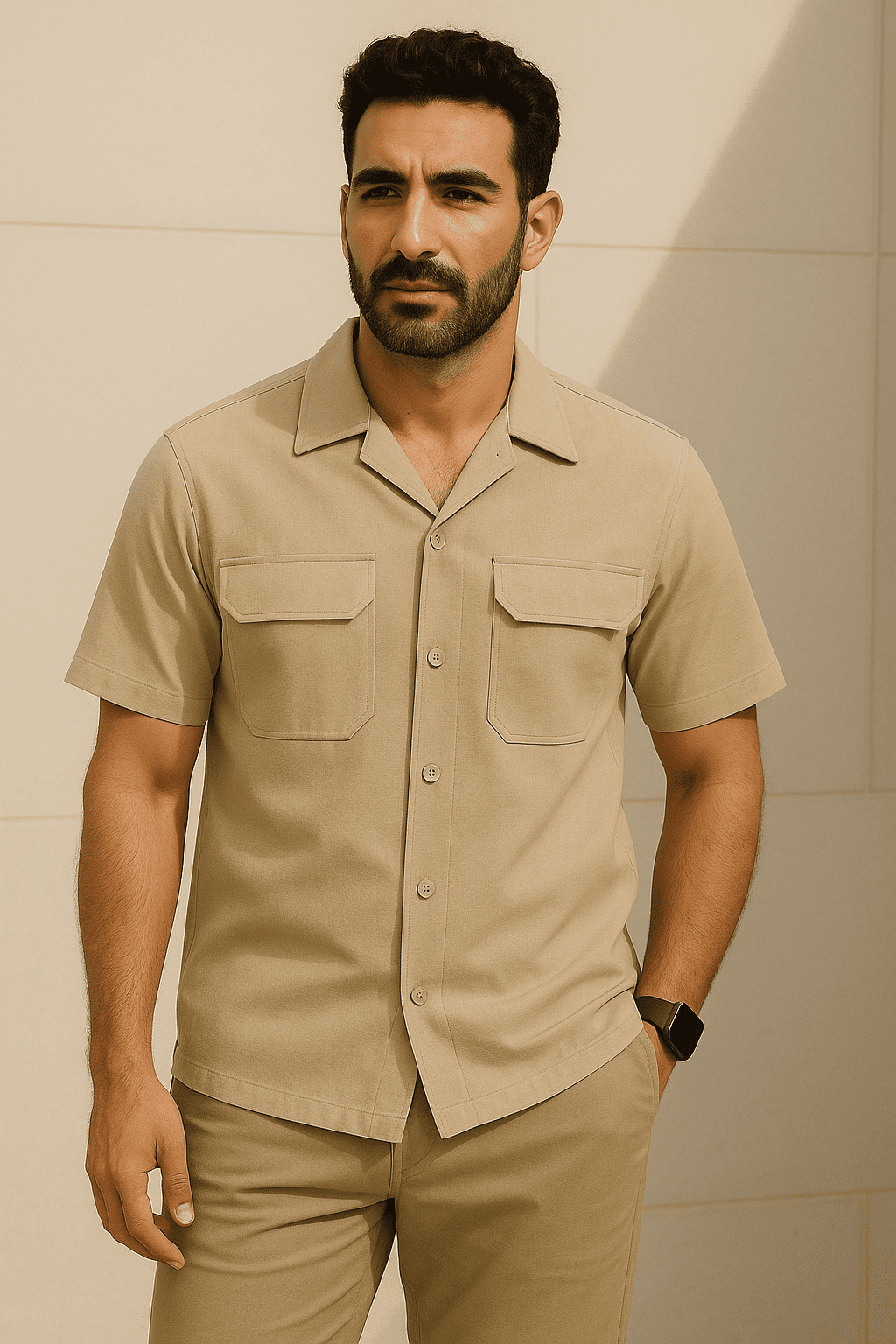Short Sleeve Utility Shirt with Flap Chest Pockets