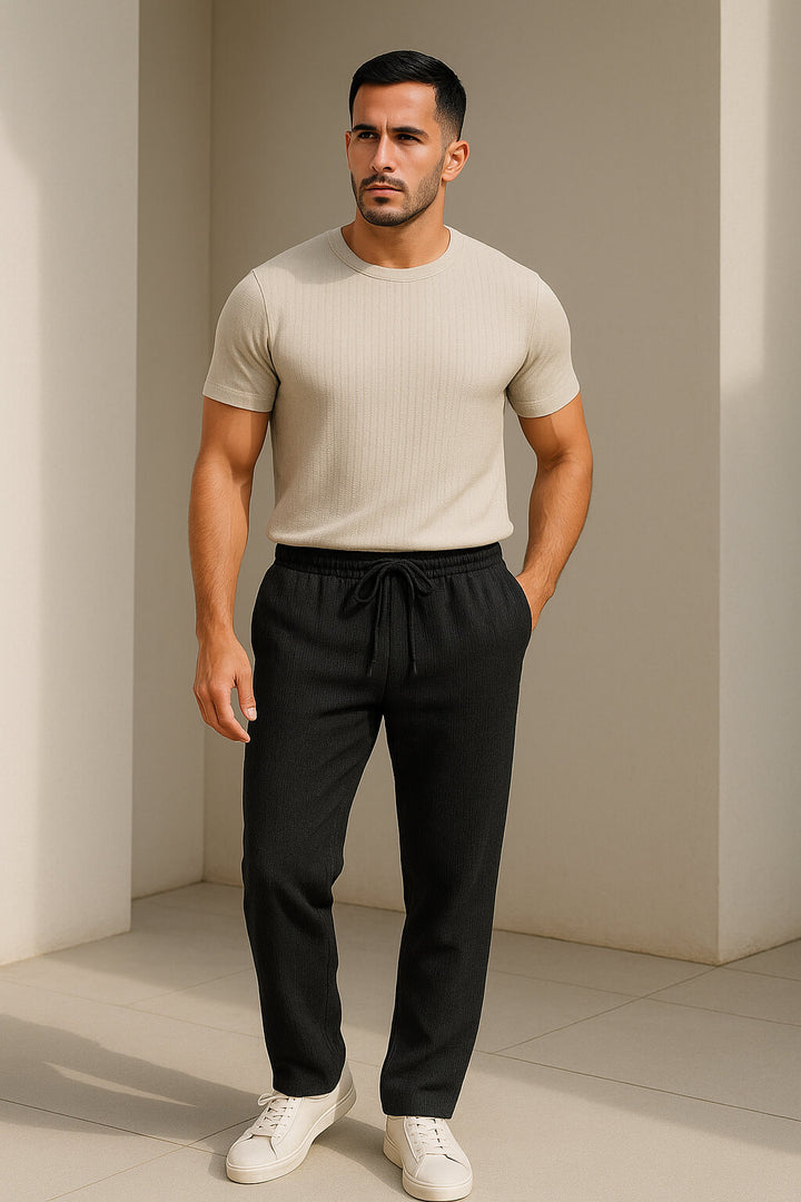 Textured Drawstring Trousers