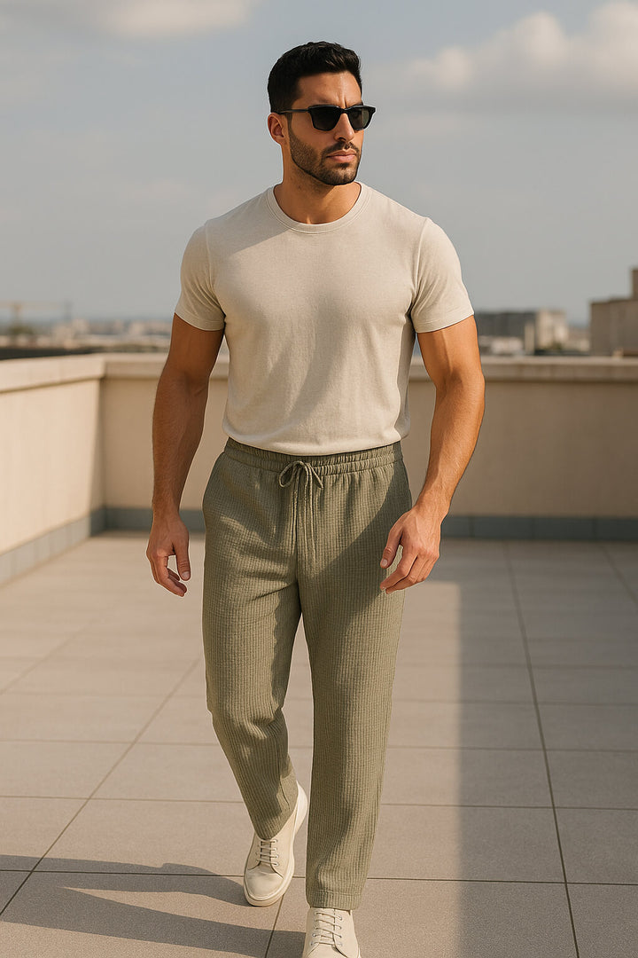 Textured Drawstring Trousers