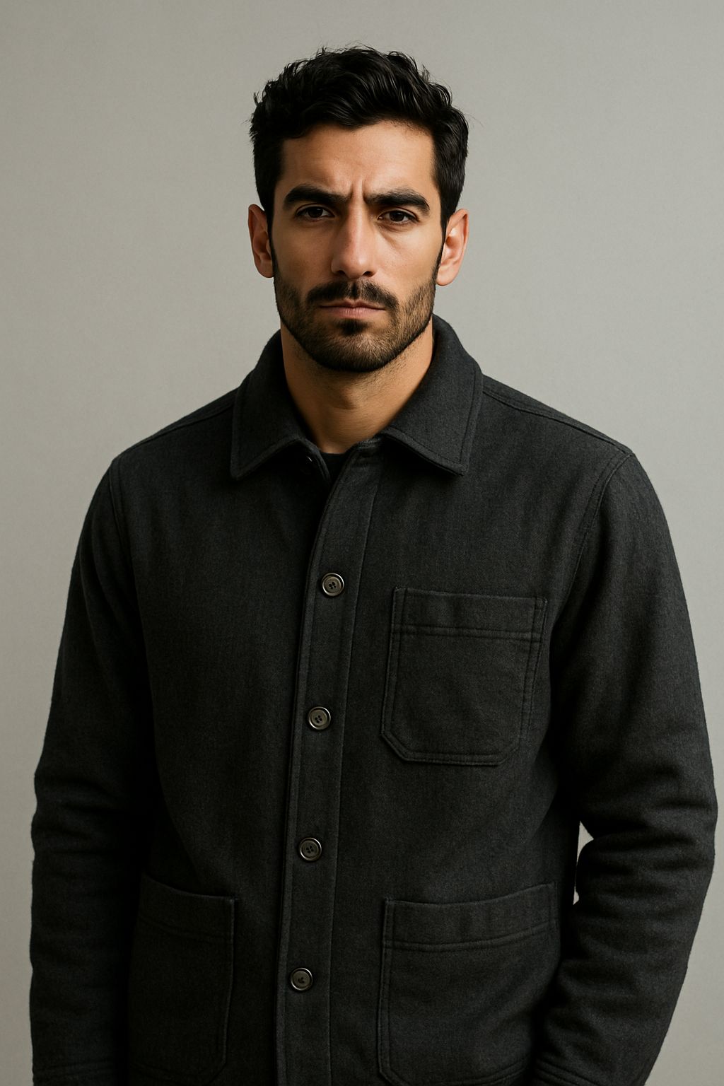Men's Charcoal Wool-Blend Shacket