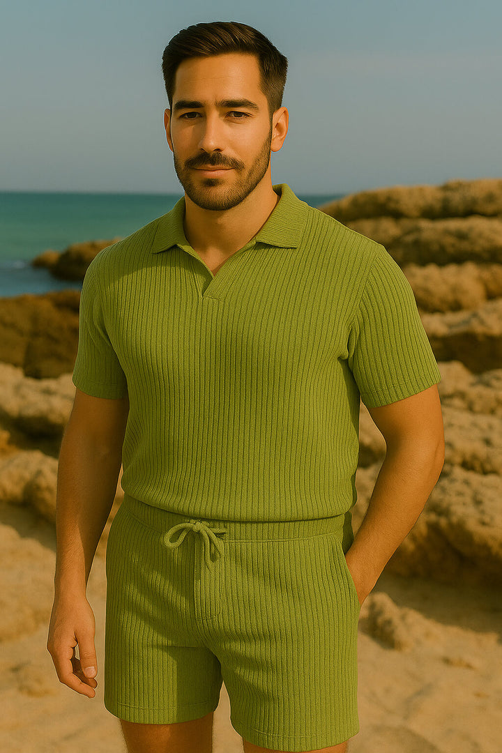 Ribbed Knit Polo