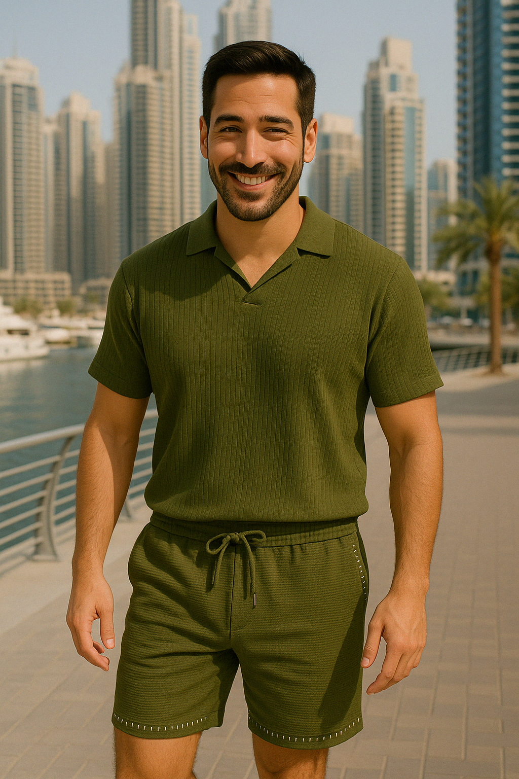 Ribbed Knit Polo