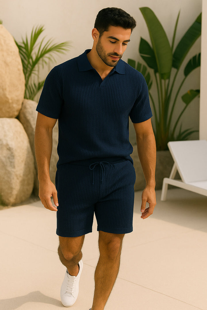 Ribbed Knit Polo