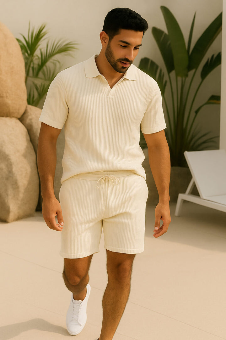 Ribbed Knit Polo