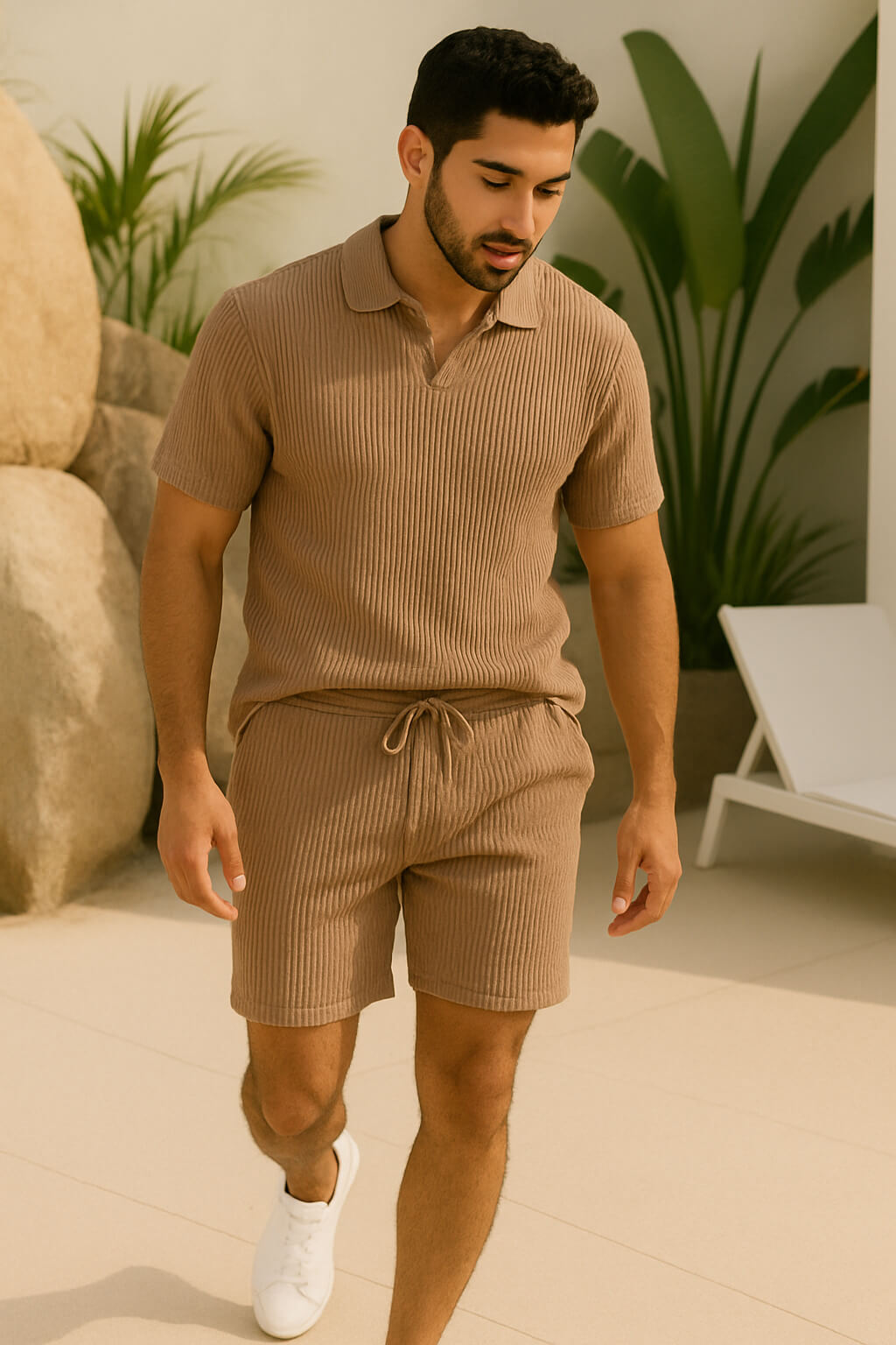 Ribbed Knit Polo