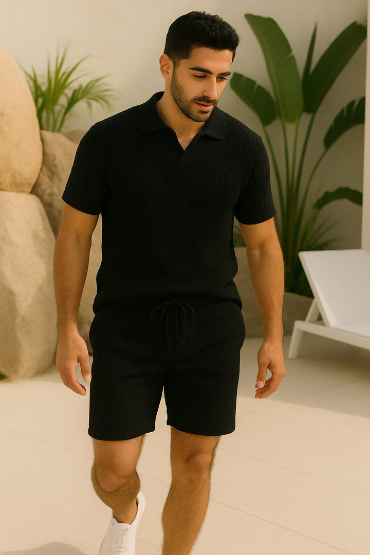 Ribbed Knit Polo