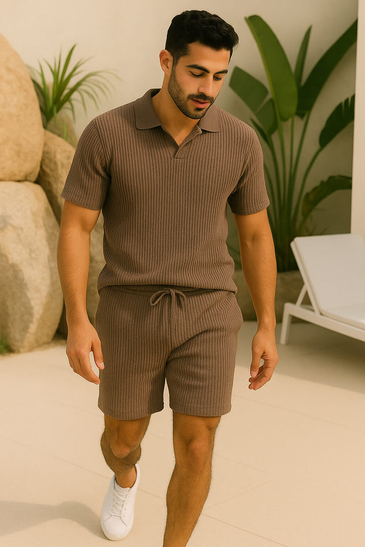 Ribbed Knit Polo