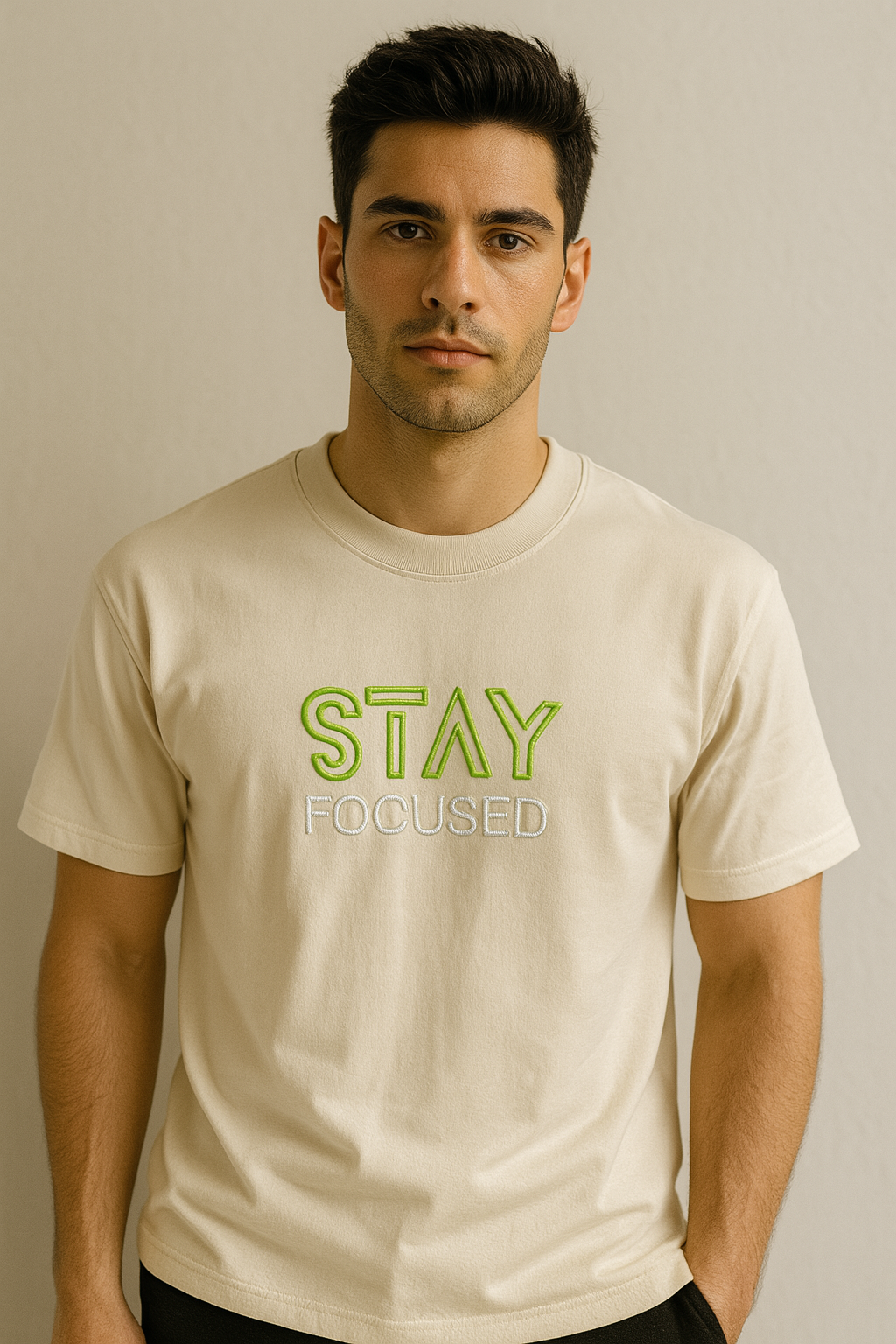 Stay Focused Graphic Cotton T-Shirt