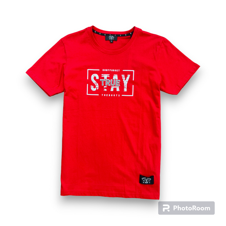 red cotton t-shirt stay true