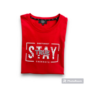 red cotton t-shirt stay true