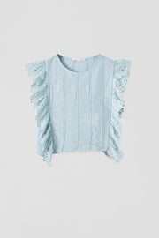 EMBROIDERED RUFFLE T-SHIRT