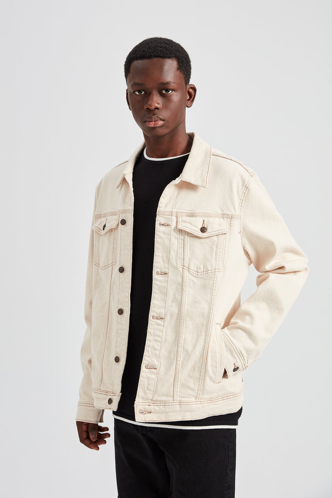 Cream denim sale jacket mens