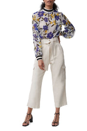 FRENCH CONNECTION ELOISE WHITE FLORAL SHEER TOP