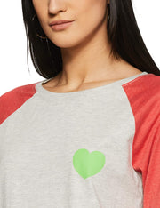 Undercolors of Benetton Women Peach Colourblocked Round Neck T-shirt