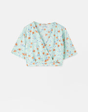 FLORAL BLOUSE WITH BACK BOW