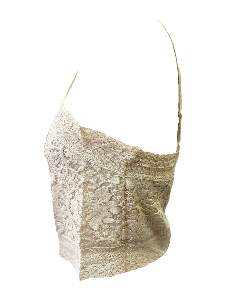 AMERICAN OUTFITTERS LACE CROP BEIGE TOP