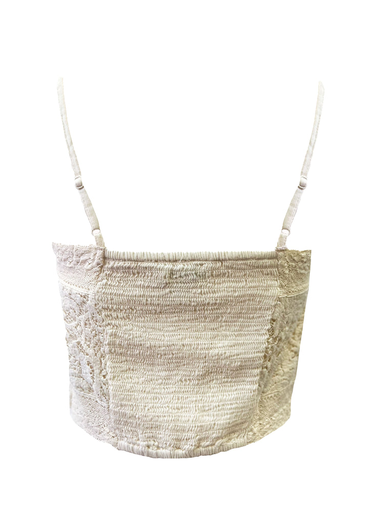 AMERICAN OUTFITTERS LACE CROP BEIGE TOP