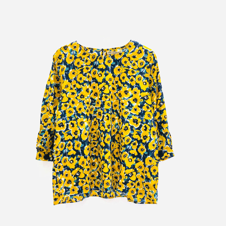 OLIVIA PRINTED BLOUSE 3/4TH SLEEVE YELLOW CPOP