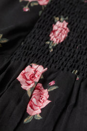 DIVIDED SLEEVELESS BLACK ROSE DRESS BLACK FLORAL