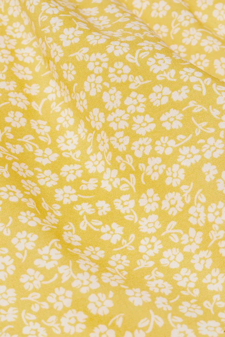 DIVIDED SLEEVELESS YELLOW ROSE DRESS BLACK FLORAL