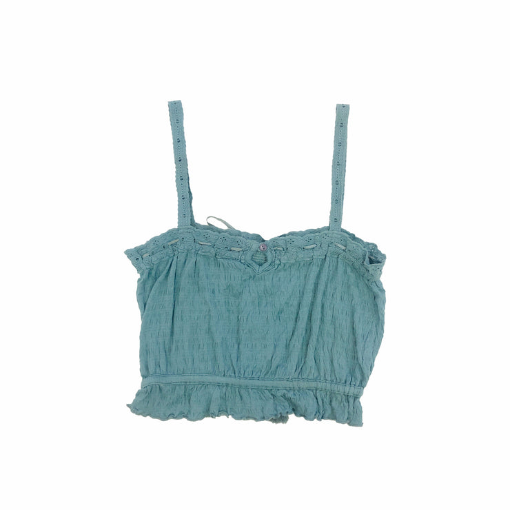 OLIVIA LACE CROP TOP TURQUOISE